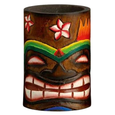 Porte-verre bois Tiki Fleurs