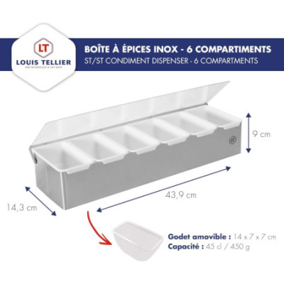 Distributeur inox 6 compartiments image 3 - Louis Tellier