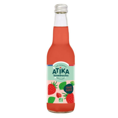 Kombucha Fraise Basilic BIO ATIKA 33cl