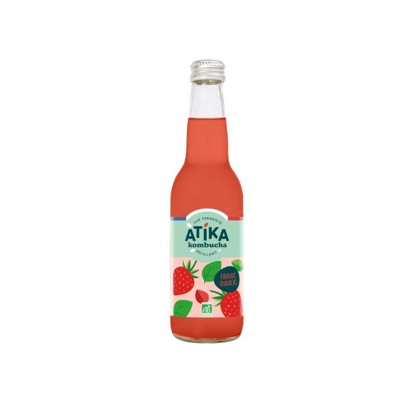 Kombucha Fraise Basilic BIO ATIKA 33cl